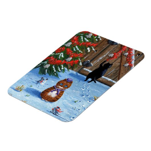 Grappig kerstkatten en muizenschepsels magneet (Linkerzijde)