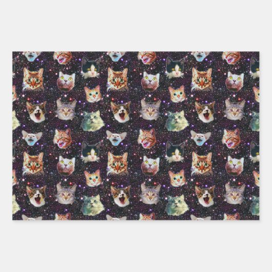 Grappig kerstkatten in de ruimte | met aangepaste inpakpapier vel (Voorkant 2)