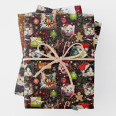 Grappig kerstkatten in de ruimte | met aangepaste  inpakpapier vel (In situ)