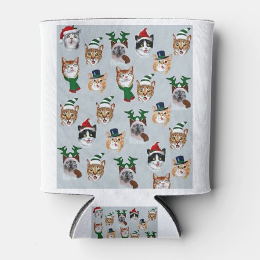 Grappig kerstkatten, liefdevol ontwerp voor vun ka blikjeskoeler (Voorkant)