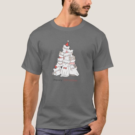 Grappig kerstkatten - Matching Family Meowy Pajam T-shirt (Voorkant)