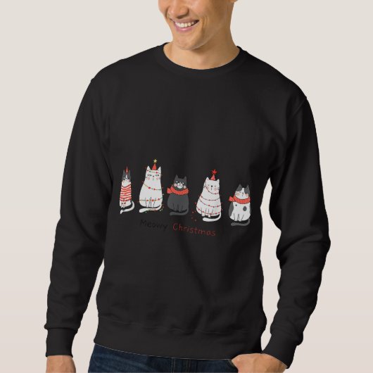 Grappig kerstkatten - Matching Family Meowy Pajam Trui (Voorkant)