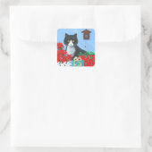 Grappig kerstkatten vierkante sticker (Tas)