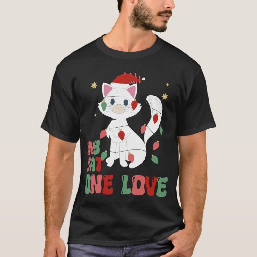Grappig kerstkattenliefhebber design T-shirt (Voorkant)