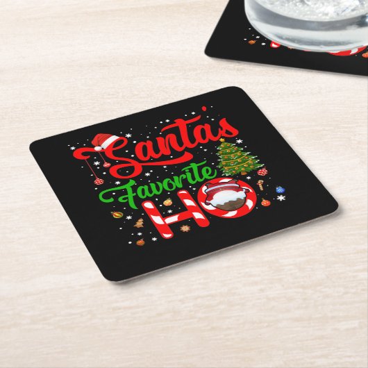 Grappig kerstkerstkerstfeest's favoriete Ho-kerstm Kartonnen Onderzetters (Schuin)