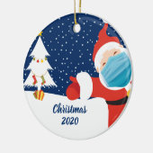 Grappig kerstkerstkerstkerstbedekking in Face Mask Keramisch Ornament (Links)