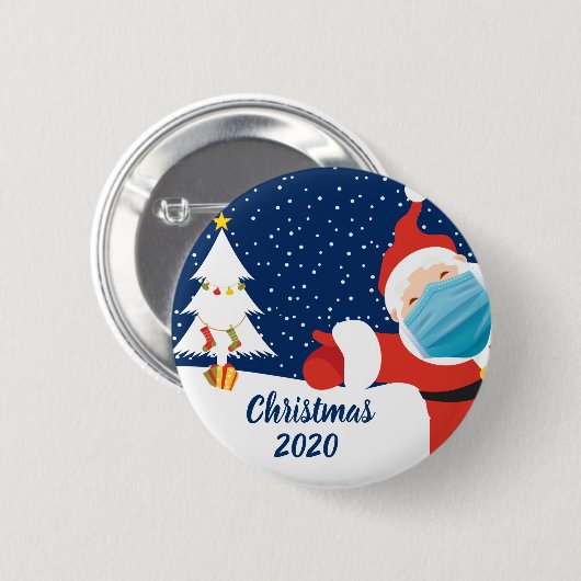 Grappig kerstkerstkerstkerstbedekking in Face Mask Ronde Button 5,7 Cm (Voorkant /achterkant)