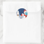 Grappig kerstkerstkerstkerstbedekking in Face Mask Ronde Sticker (Tas)