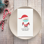 Grappig kerstkerstkerstkerstbedekking in Face Mask Servet<br><div class="desc">Grappige papieren gastenhanddoeken met een kerstman die een mondkapje draagt. Perfect voor een kerstbijeenkomst,  dagelijks vakantiegebruik of zelfs een gastvrouw cadeau.</div>