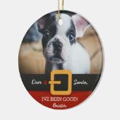 Grappig kerstkerstkerstkerstkerstfoto's en naam op keramisch ornament (Links)