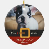 Grappig kerstkerstkerstkerstkerstfoto's en naam op keramisch ornament (Achterkant)