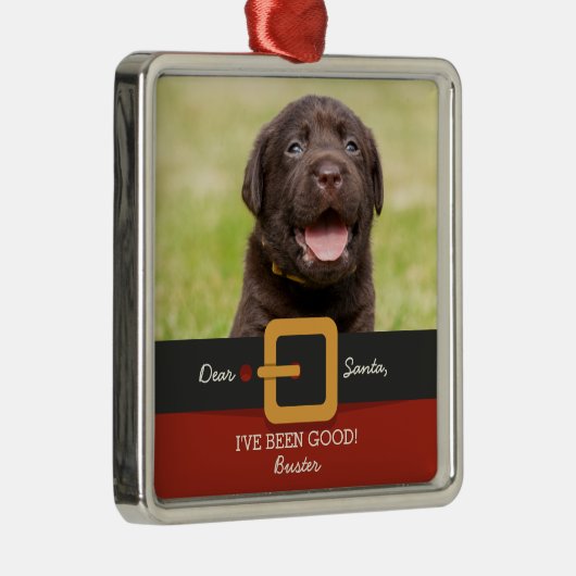 Grappig kerstkerstkerstkerstkerstfoto's en naam op metalen ornament (Rechts)