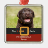 Grappig kerstkerstkerstkerstkerstfoto's en naam op metalen ornament (Voorkant)