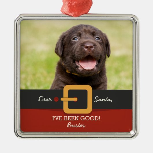 Grappig kerstkerstkerstkerstkerstfoto's en naam op metalen ornament (Voorkant)