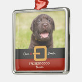 Grappig kerstkerstkerstkerstkerstfoto's en naam op metalen ornament (Links)