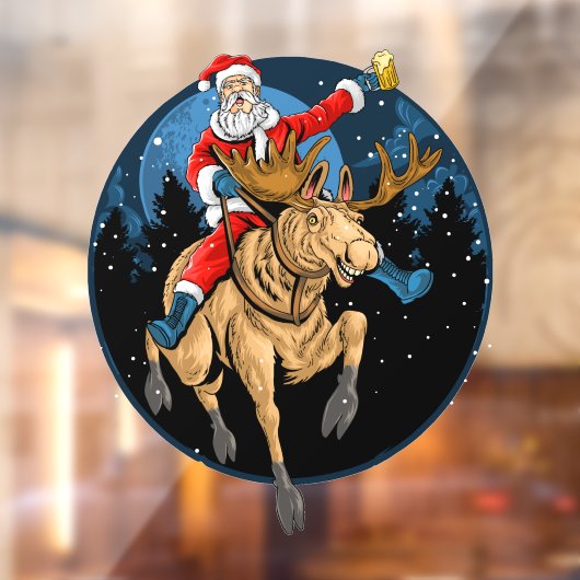 Grappig kerstkerstkerstkerstkerstman Beer Riding M Raamsticker (Vel 2)