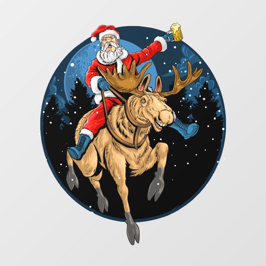 Grappig kerstkerstkerstkerstkerstman Beer Riding M Raamsticker (Vel)
