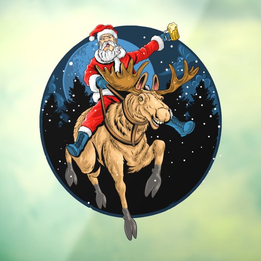 Grappig kerstkerstkerstkerstkerstman Beer Riding M Raamsticker (Vel 3)