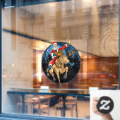 Grappig kerstkerstkerstkerstkerstman Beer Riding M Raamsticker (Cafe Raam)
