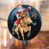 Grappig kerstkerstkerstkerstkerstman Beer Riding M Raamsticker (Vel 2)