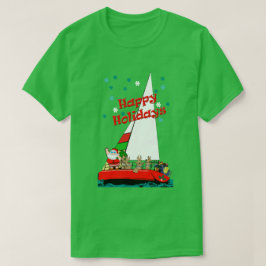 Grappig kerstkerstkerstkerstman in de zeilboot t-shirt