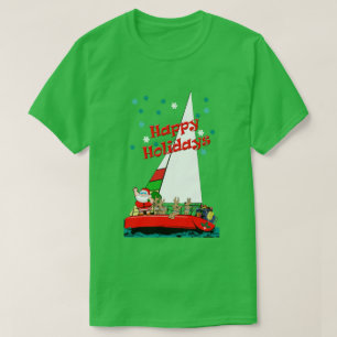 Grappig kerstkerstkerstkerstman in de zeilboot t-shirt