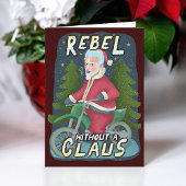Grappig kerstkerstkerstman Humor Motorcycle Rebel Feestdagen Kaart