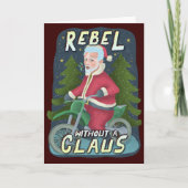 Grappig kerstkerstkerstman Humor Motorcycle Rebel Feestdagen Kaart (Voorkant)