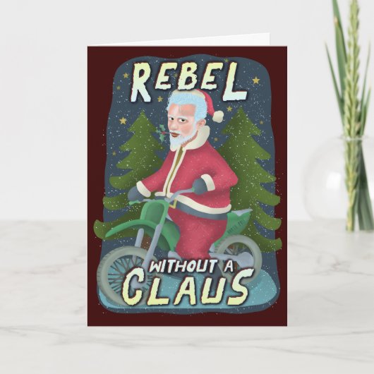 Grappig kerstkerstkerstman Humor Motorcycle Rebel Feestdagen Kaart (Voorkant)