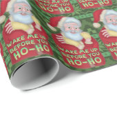 Grappig kerstkerstkerstman-Humor, word me wakker Cadeaupapier (Rol Hoek)