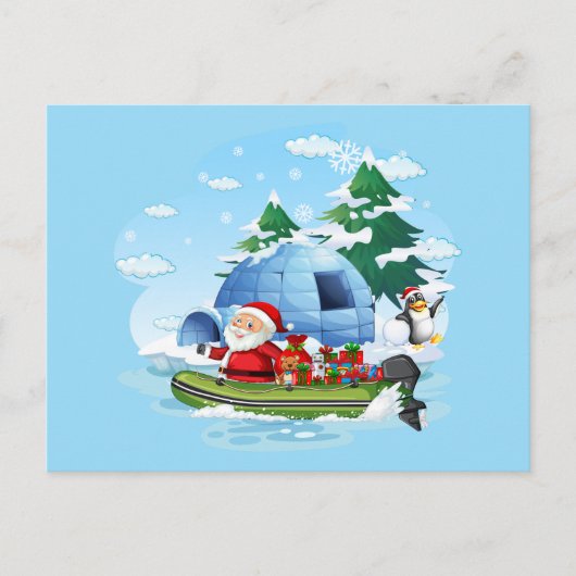 Grappig kerstkerstkerstman met cadeautjes in de ka feestdagenkaart (Voorkant)