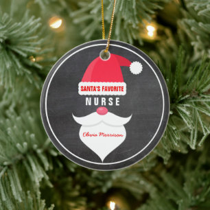 Grappig kerstkerstkerstman's favoriete verpleegste keramisch ornament