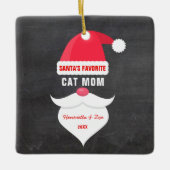 Grappig kerstkerstman's favoriete kat mam foto keramisch ornament (Voorkant)