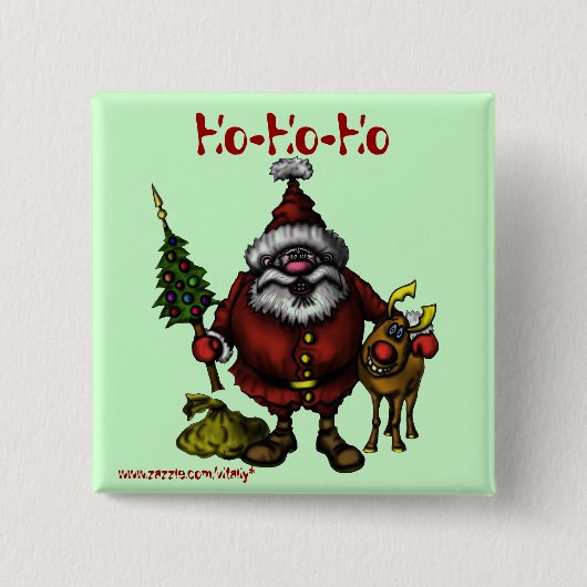 Grappig kerstkeuzerondje design vierkante button 5,1 cm (Voorkant)