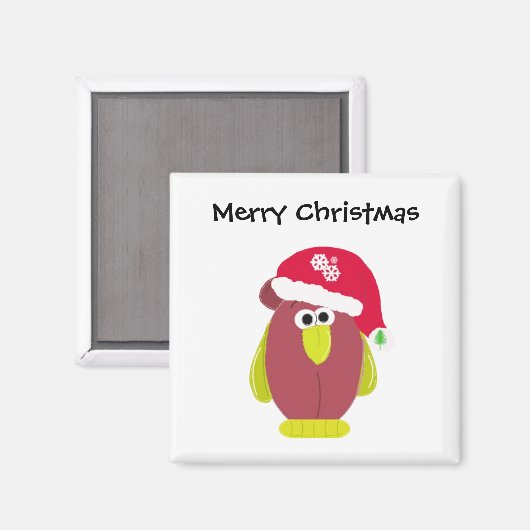 Grappig kerstkip in een Santa Hat Magneet (Voorkant / Achterkant)