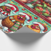 Grappig Kerstkippen Inpakpapier met tekst (Hoek)
