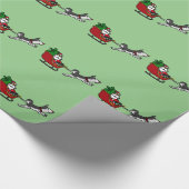 Grappig kerstkleed met Husky Dog Pulling Cadeaupapier (Hoek)