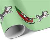 Grappig kerstkleed met Husky Dog Pulling Cadeaupapier (Rol Hoek)