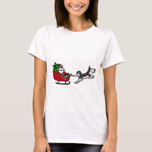 Grappig kerstkleed met Husky Dog Pulling T-shirt