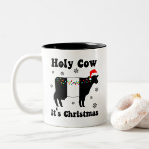 Grappig kerstKoe Belted Galloway Beltie Gift Tweekleurige Koffiemok