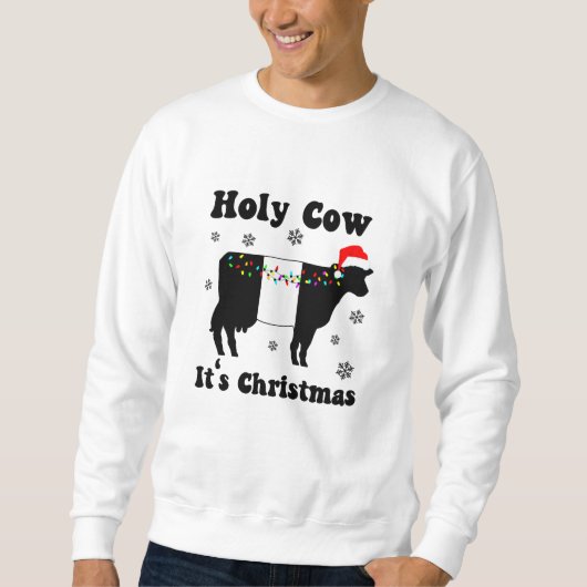 Grappig kerstKoe Beltie Belted Galloway Gift T- Trui (Voorkant)