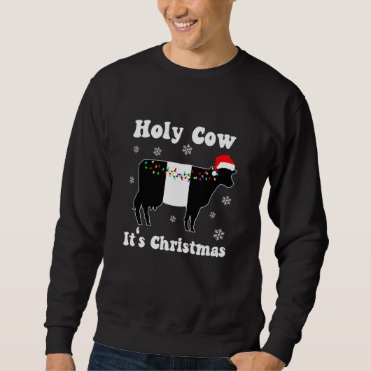 Grappig kerstKoe Beltie Belted Galloway Gift Trui (Voorkant)
