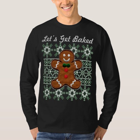 Grappig Kerstkoekje Gingerbread Man Laten we B T-shirt (Voorkant)
