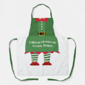 Grappig kerstkoekjesmaker Elf Green Red Schort (Voorkant)