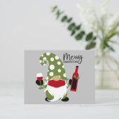 Grappig kerstkoepel Drink wijn Feestdagenkaart (Staand voorkant)