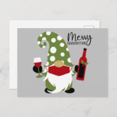 Grappig kerstkoepel Drink wijn Feestdagenkaart (Voorkant / Achterkant)