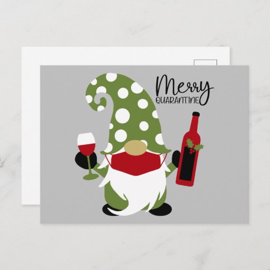 Grappig kerstkoepel Drink wijn Feestdagenkaart (Voorkant / Achterkant)