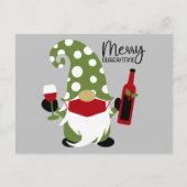 Grappig kerstkoepel Drink wijn Feestdagenkaart (Voorkant)