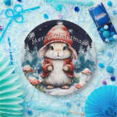 Grappig kerstkonijnenfeest papieren bordje (Feest)