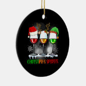 Grappig kerstkraltje, glaasjes met wijn keramisch ornament (Rechts)